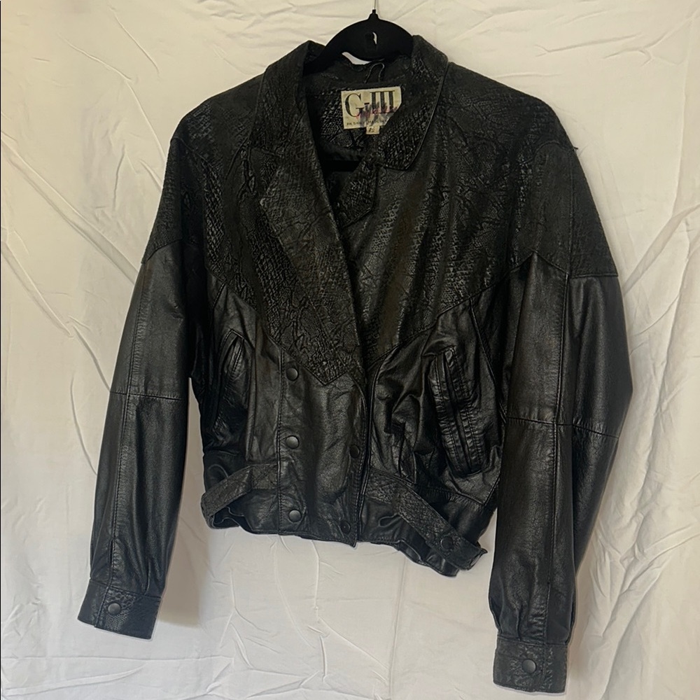 Women's Vintage 80’s G-3 Black Snake Print Leather Jacket